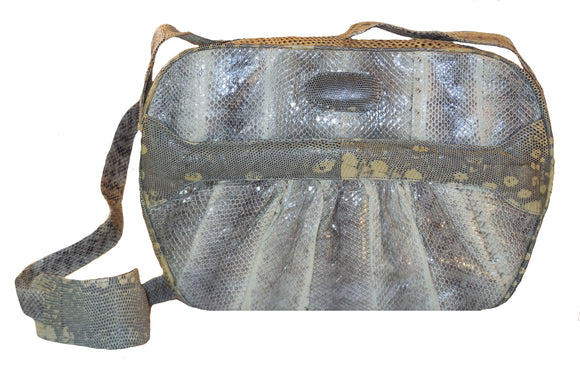 snakeskin and lizard skin handbag