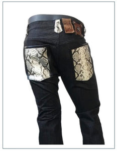 Jeans-python-snakeskin-trimmed