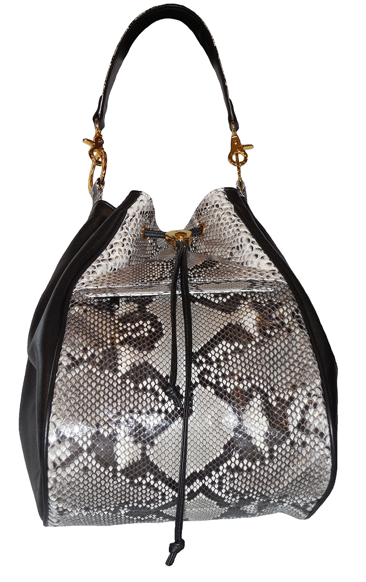 Mistique Python Pattern Handbag Python Snake Skin Handbag|Genuine Python Snakeskin Drawstring Handbag ...